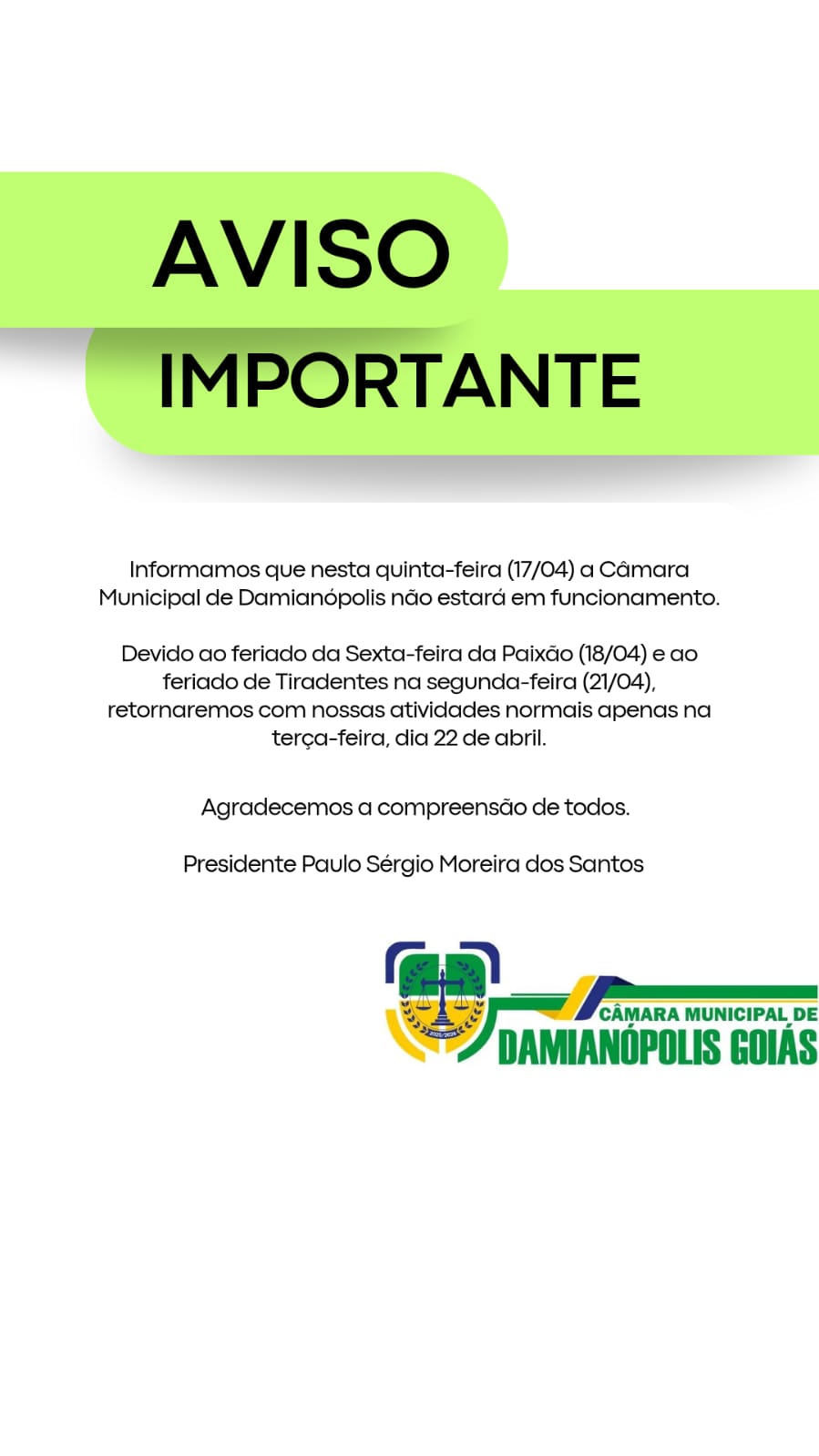 Aviso Importante