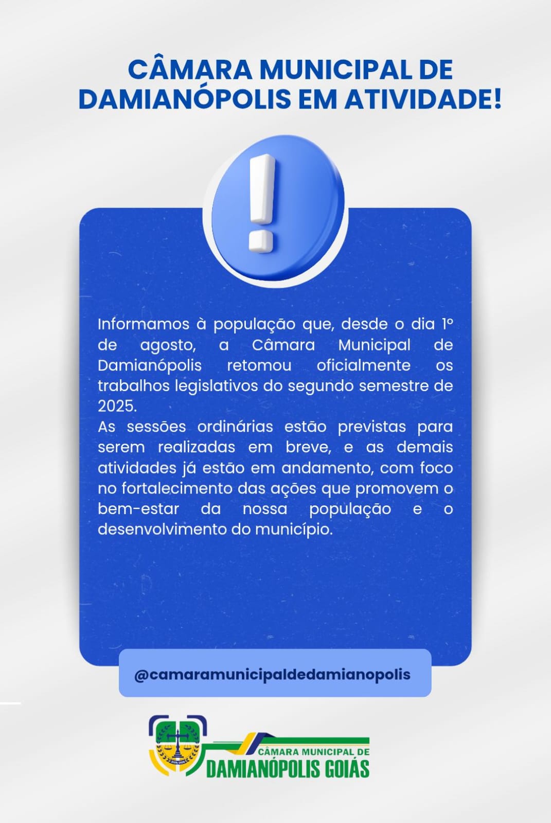Câmara Municipal de Damianópolis em atividade!