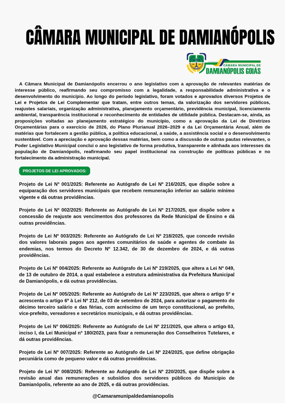 Enceramento do ano Legislativo