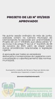 Projeto de Lei nº 011/2025 Aprovado!