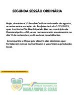 Segunda Sessão Ordinária do mês de Agosto 