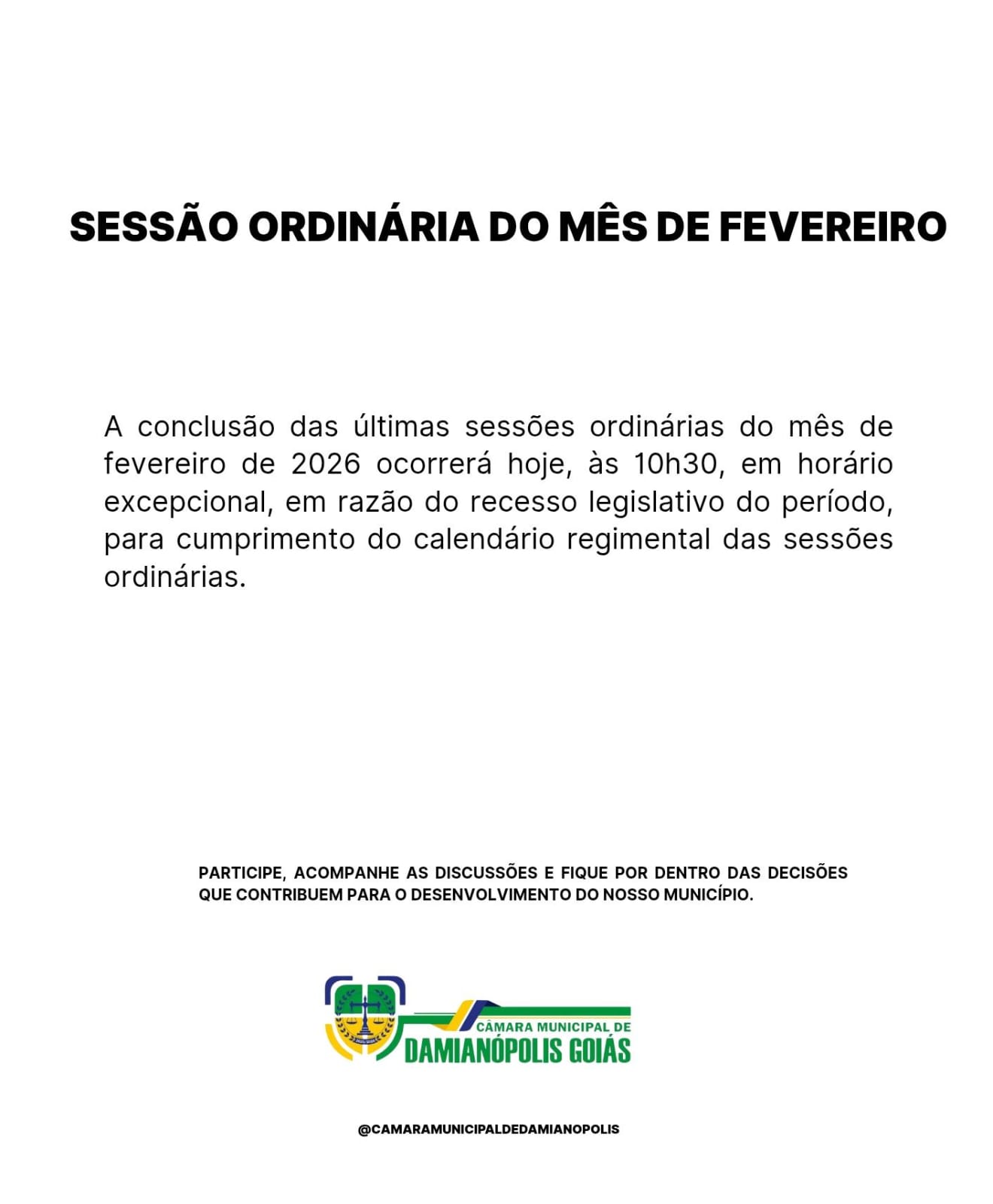 Sessão Ordinária do Mês de Fevereiro 