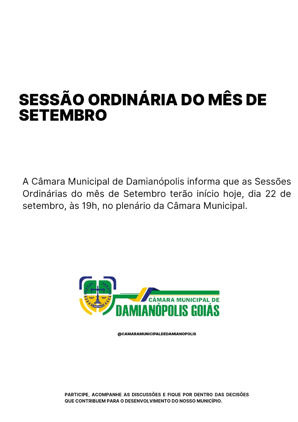 Sessão Ordinária do Mês de Setembro