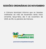 Sessões do mês de Novembro.