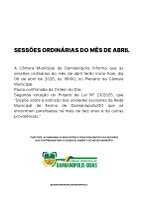 Sessões Ordinárias do mês de Abril